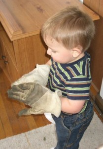 Jakey and Grandpa's garden gloves
